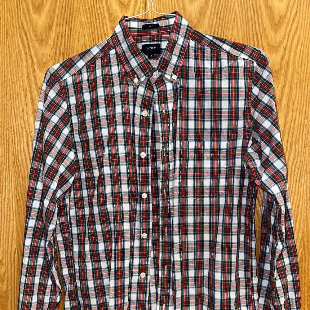 J. Crew Mercantile Casual Button Down Slim Medium Patriotic colors